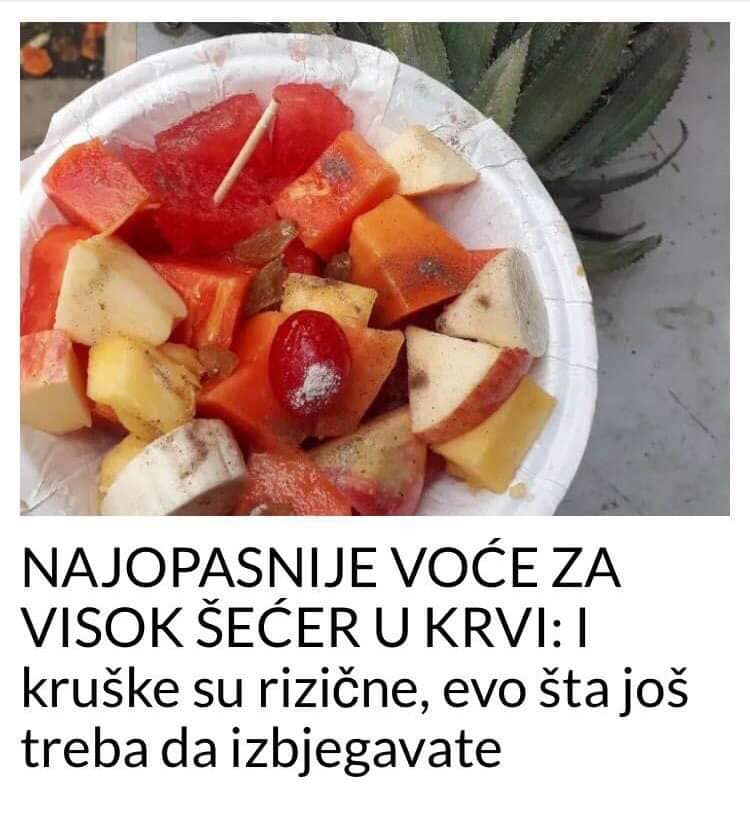 POGLEDAJTE KOJE JE NAJOPASNIJE VOĆE ZA VISOK ŠEĆER U KRVI