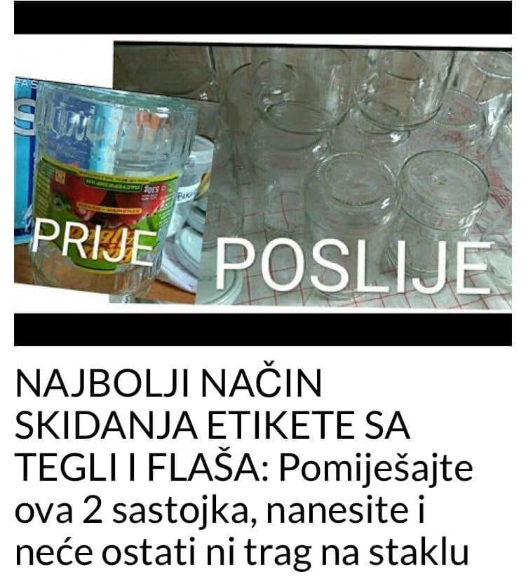 NAJBOLJI NAČIN SKIDANJA ETIKETE SA TEGLI I FLAŠA: