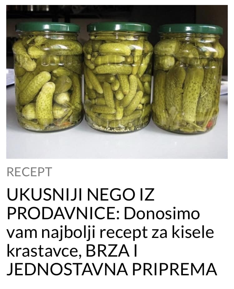 POGLEDAJTE NAJBOLJI RECEPT ZA KISELE KRASTAVCE, A JAKO JE JEDNOSTAVAN