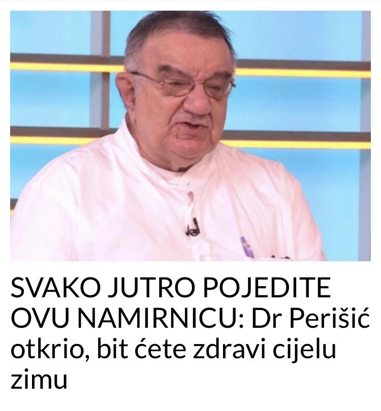 DR PERISIC OTKRIO KOJU NAMIRNICU TREBA DA JEDETE SVAKO JUTRO DA BI BILI ZDRAVI CIJELU ZIMU