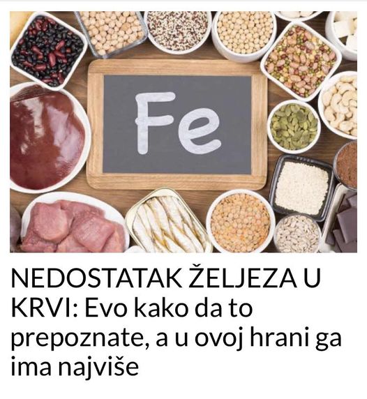 POGLEDAJTE KAKO PREPOZNATI NEDOSTATAK ZELJEZA U KRVI!