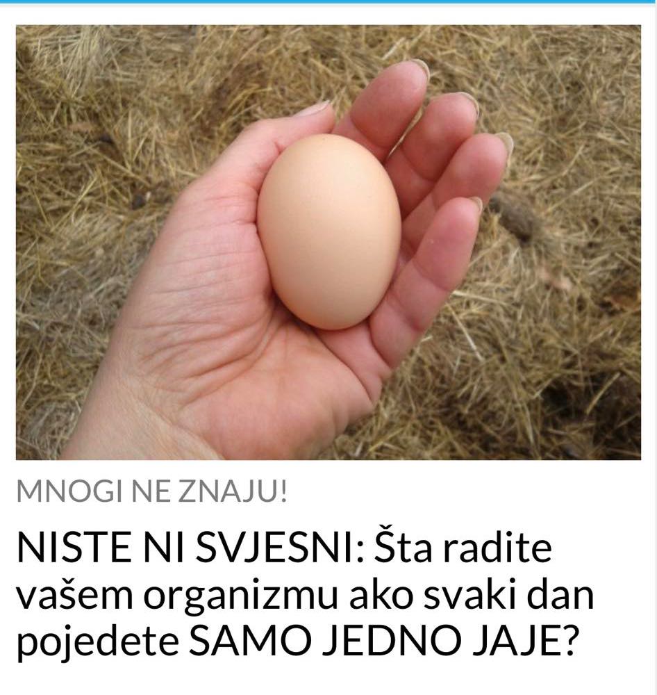 JEDNO JAJE DNEVNO ČINI ČUDA ZA VAŠE TIJELO