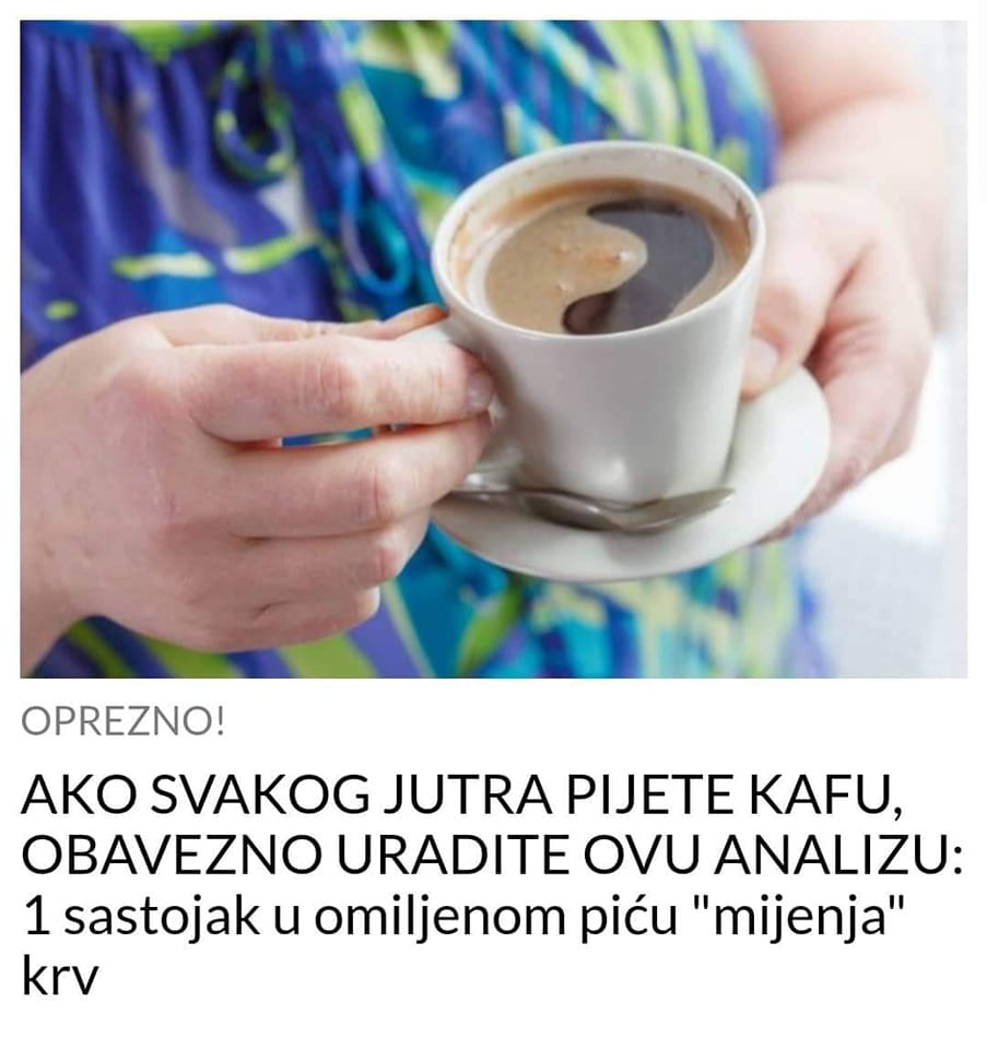 POGLEDAJTE KOJU ANALIZU BI TREBALI DA URADITE UKOLIKO SVAKO JUTRO PIJETE KAFU