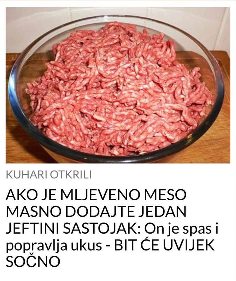 POGLEDAJTE RECEPT ZA NAJUKUSNIJE MJELJEVENO MESO BEZ PRETJERANE MASNOCE