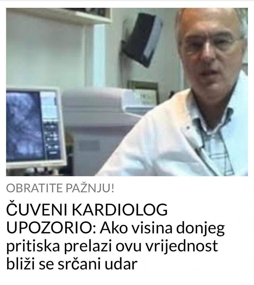 POGLEDAJTE KOJA RAZINA DONJEG PRITISKA IZAZIVA SRČANI UDAR