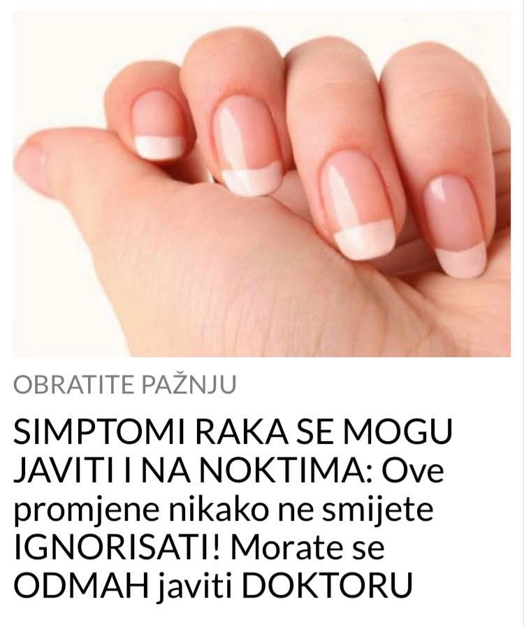 NE IGNORIŠITE OVE SIMPTOME RAKA KOJI SE MOGU JAVITI I NA NOKTIMA