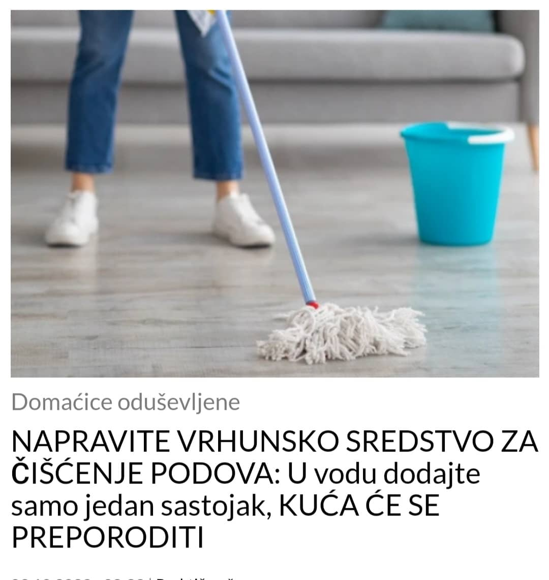 EVO KAKO DA NAPRAVITE NAJBOLJE SREDSTVO ZA CISCENJE PODOVA