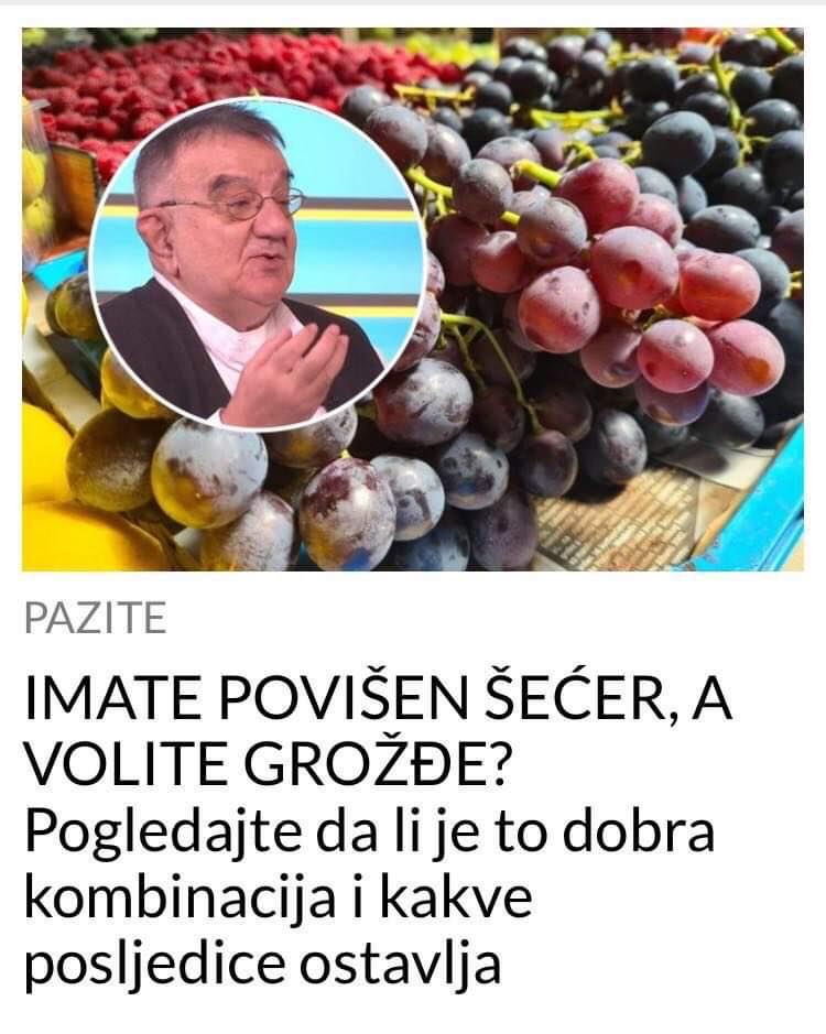 PROČITAJTE SMIJETE LI JESTI GROŽĐE A IMATE POVIŠEN ŠEĆER