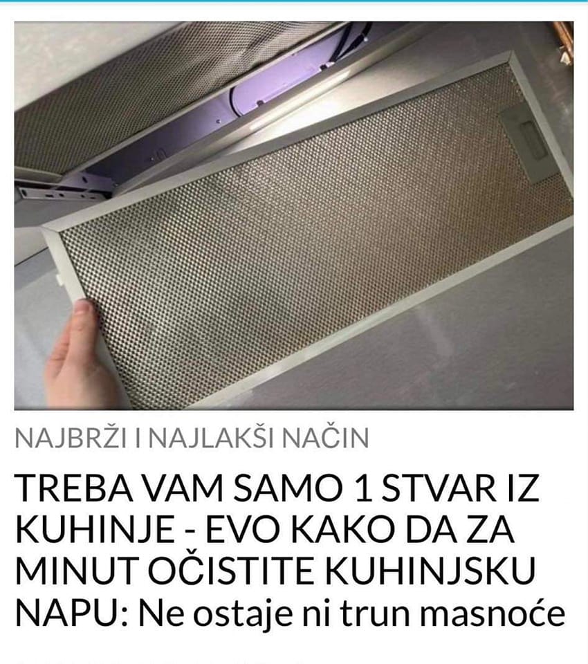 POGLEDAJTE KAKO DA ZA MINUT OČISTITE KUHINJSKU NAPU