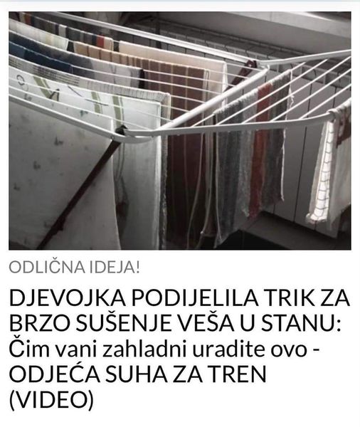 U samo dva sata sve se osuši se i u malom stanu, evo kako