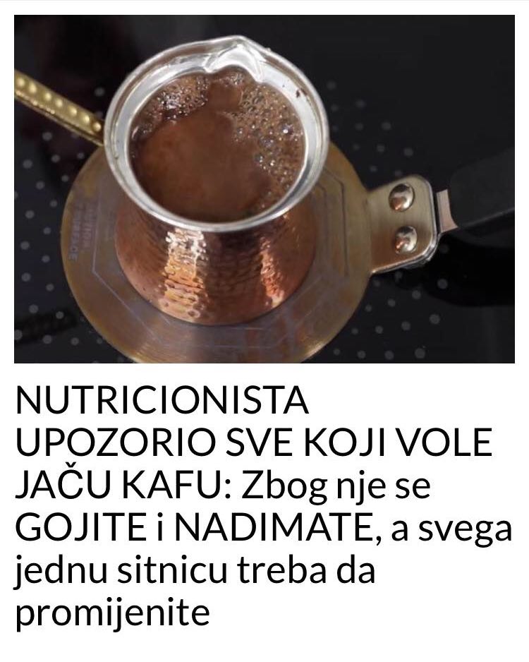 NUTRICIONISTA UPOZORIO SVE KOJI VOLE JAČU KAFU: