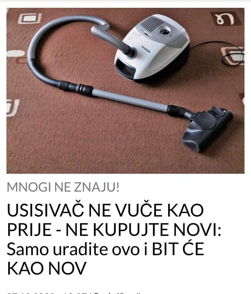 USISIVAČ NE VUČE KAO PRIJE – NE KUPUJTE NOVI: