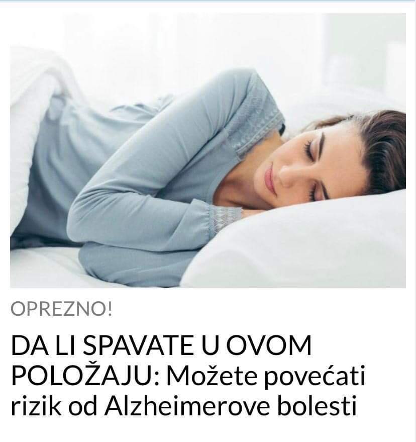 POGLEDAJTE KOJI POLOŽAJ SPAVANJA MOŽE POVEĆATI RIZIK OD ALZHEIMEROVE BOLESTI