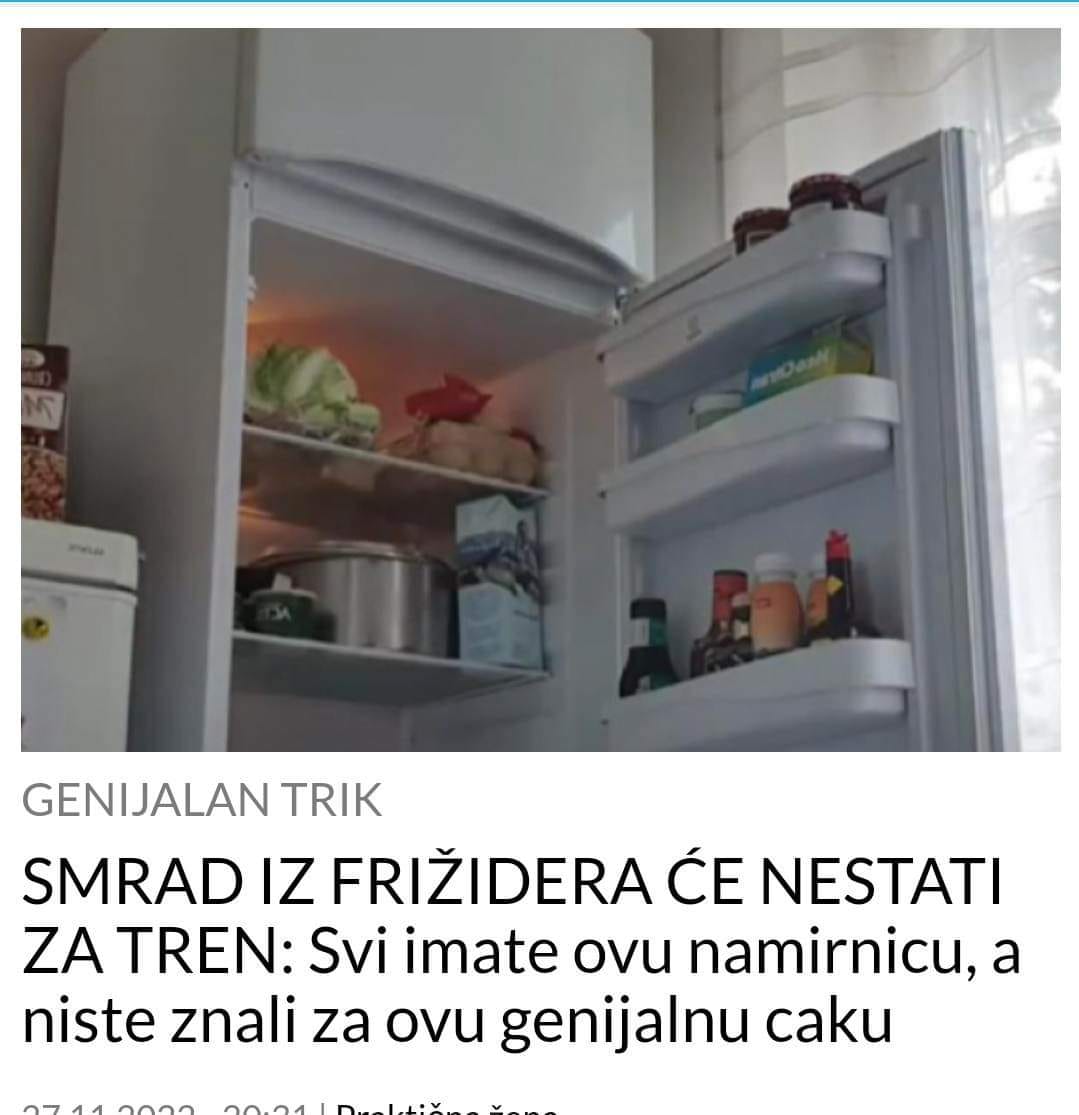 EVO KAKO DA SE RIJEŠITE SMRADA IZ FRIŽIDERA