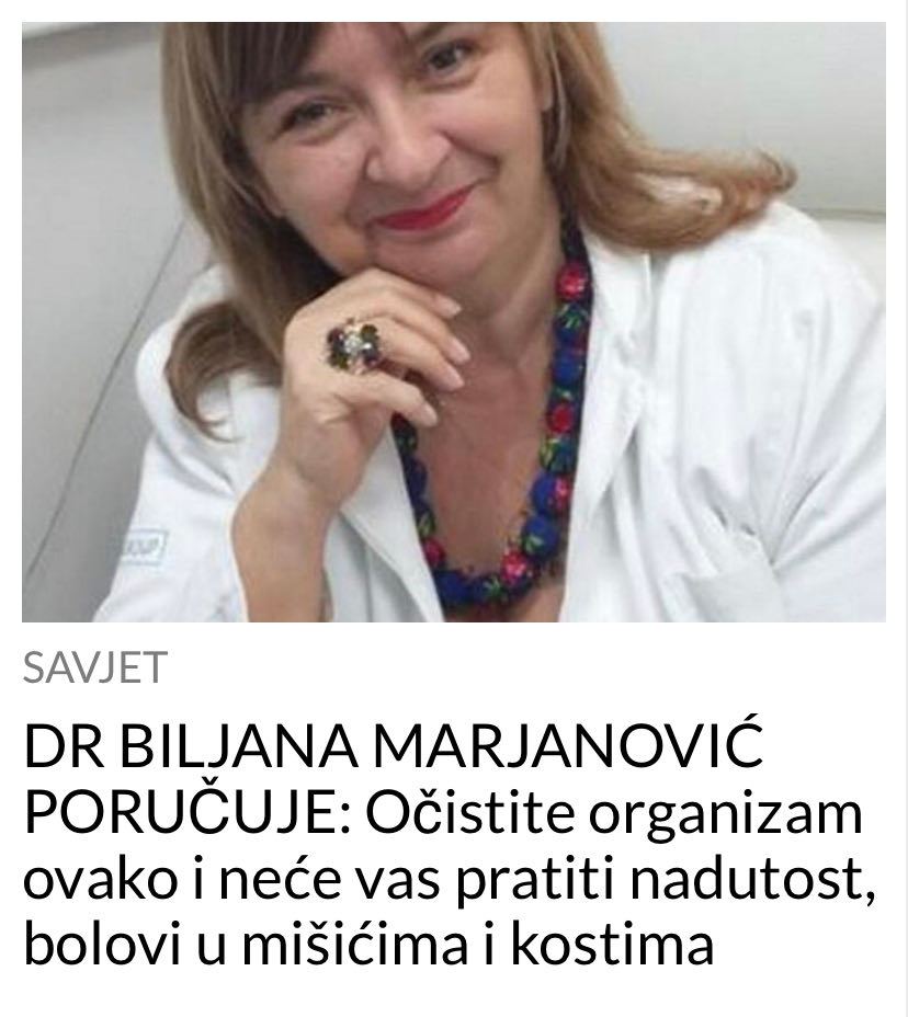 OCISTITE VAS ORGANIZAM KAKO TO DR. BILJANA MARJANOVIC PREPORUCUJE