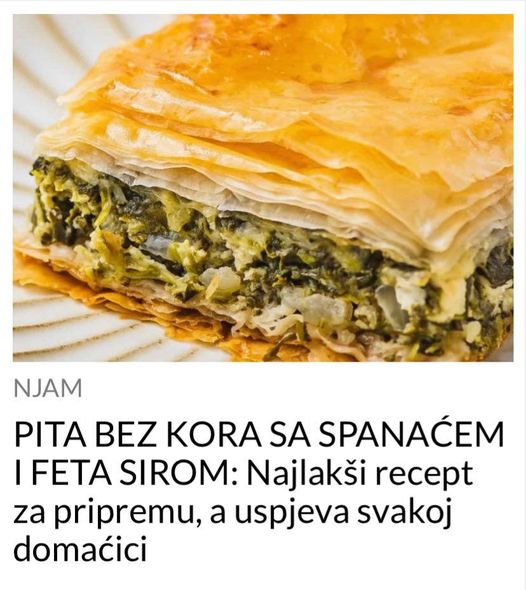 BRZA PITA SA SPANAĆEM BEZ KORA