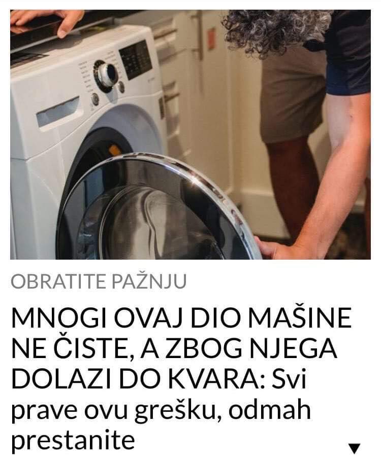 POGLEDAJTE KOJI DIO MASINE TREBA DA CISTITE DA NE BI DOSLO DO KVARA