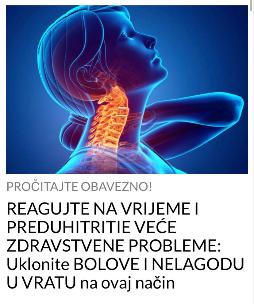 PROVJERITE  NA VRIJEME I PREDUHITRITIE VEĆE ZDRAVSTVENE PROBLEME