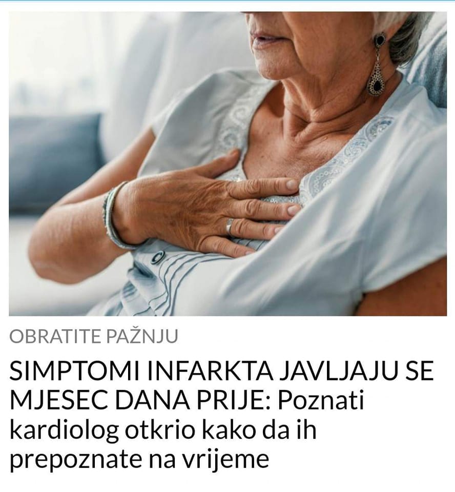 EVO KAKO DA PREPOZBNATE SIMPTOME INFARKTA