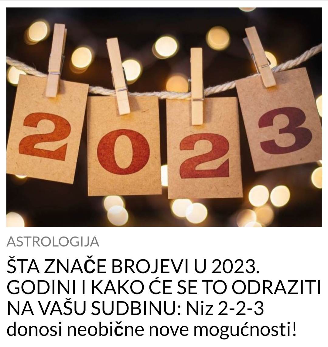 EVO ŠTA ZNAČI ZBIR BROJEVA U 2023 GODINI