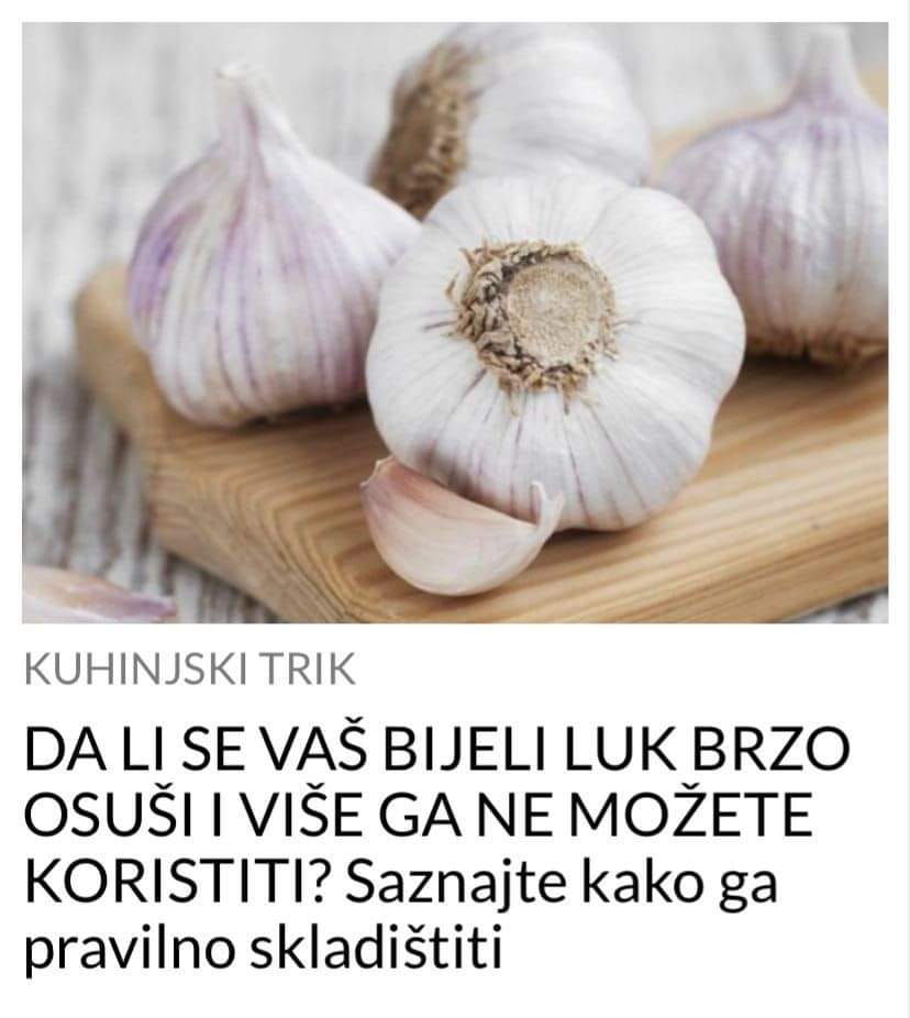 EVO KAKO DA SAČUVATE BIJELI LUK OD SUŠENJA