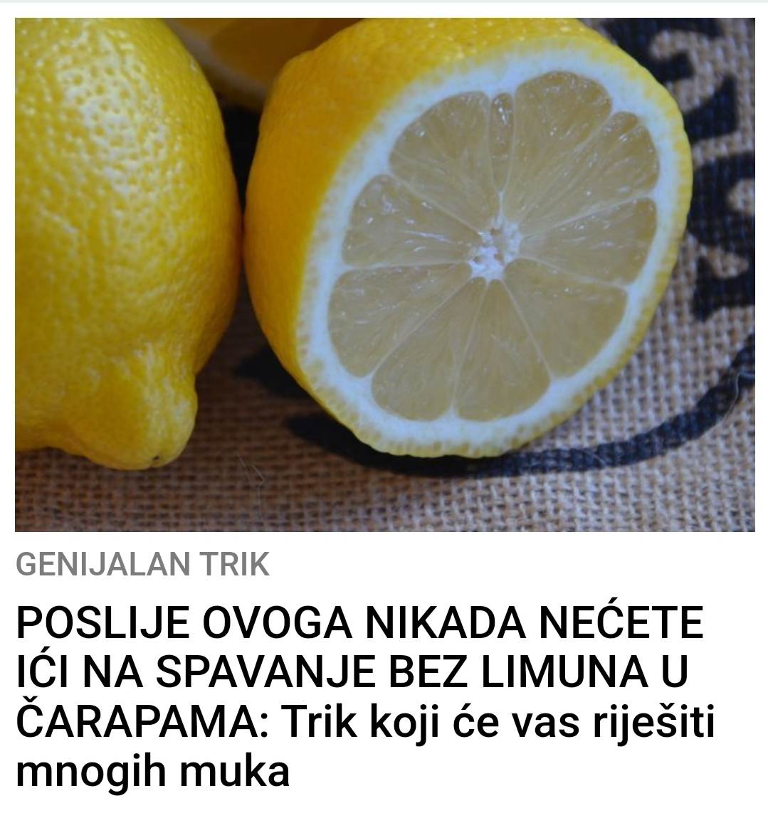 POGLEDAJTE TRIK SA LIMUNOM U CARAPAMA