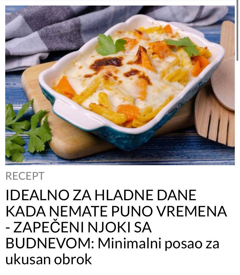 POGLEDAJTE RECEPT ZAPEČENI NJOKI SA BUDNEVOM