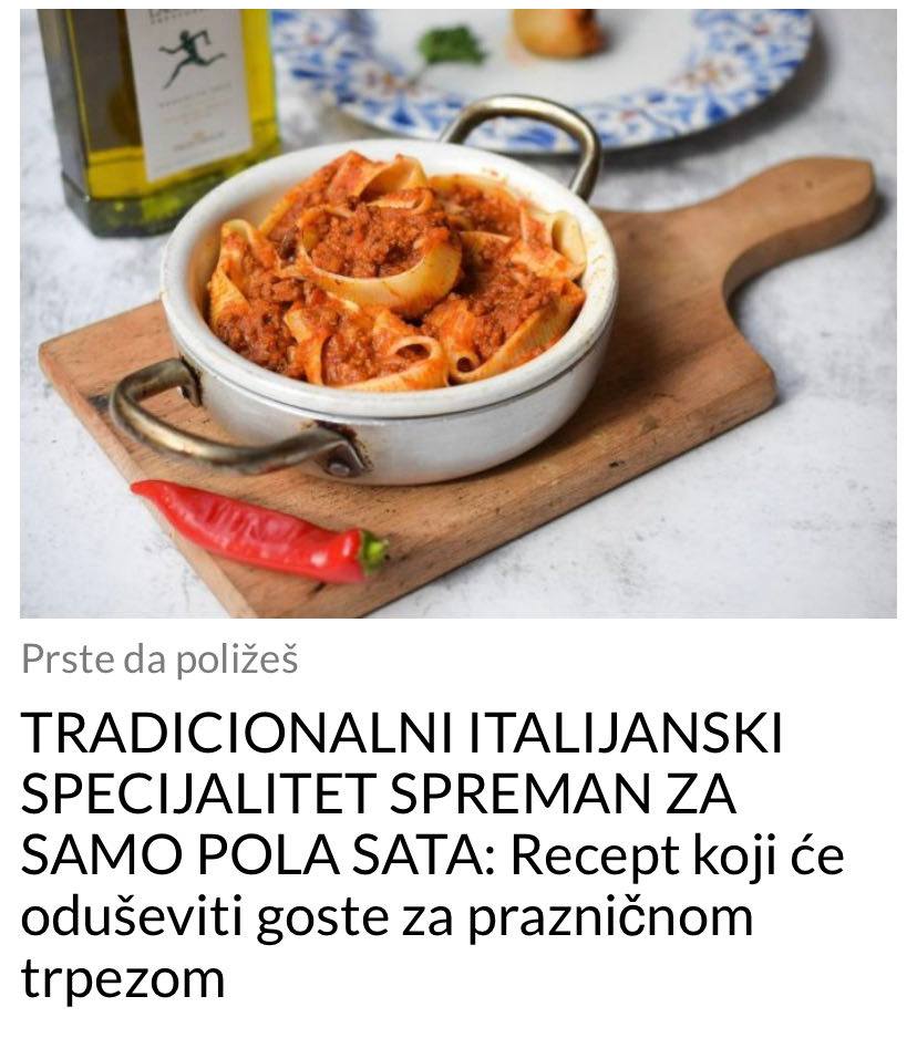 POGLEDAJTE TRADICIONALNI ITALIJANSKI SPECIJALITET SPREMAN ZA SAMO POLA SATA