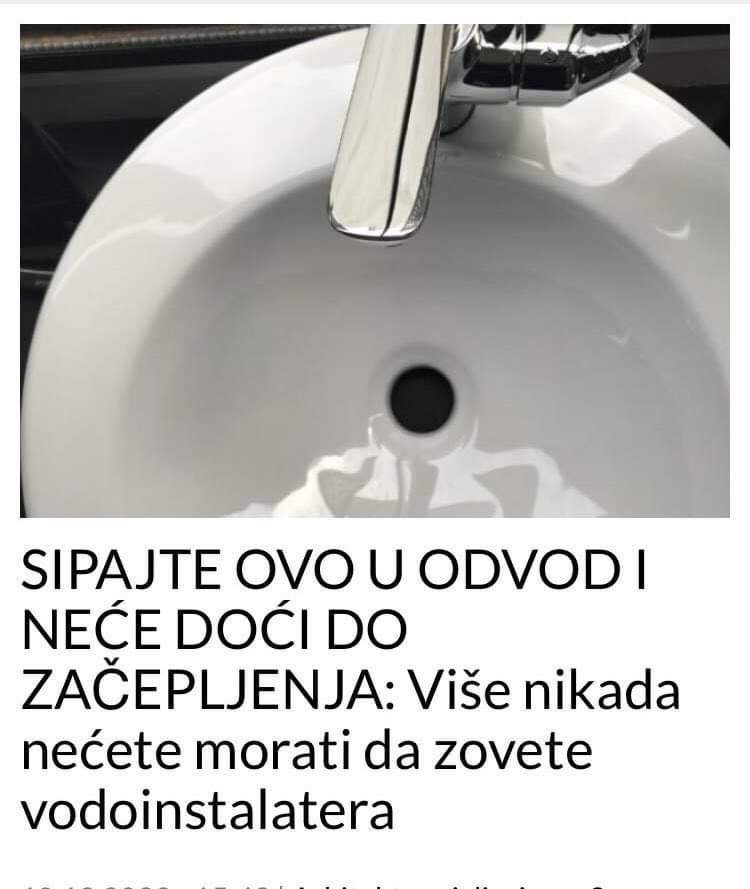 POGLEDAJTE KAKO DA VAM NIKAD NE DODE DO ZACEPLJENJA ODVODA