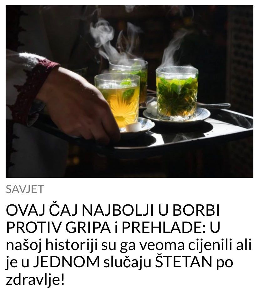 POGLEDAJTE NAJBOLJI ČAJ U BORBI PROTIV GRIPA i PREHLADE