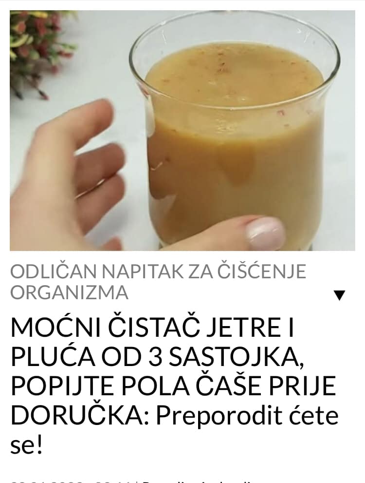 POGLEDAJTE RECEPT ZA NAJBOLJI NAPITAK KOJI ĆE VAM OČISTITI JETRU U POTPUNOSTI