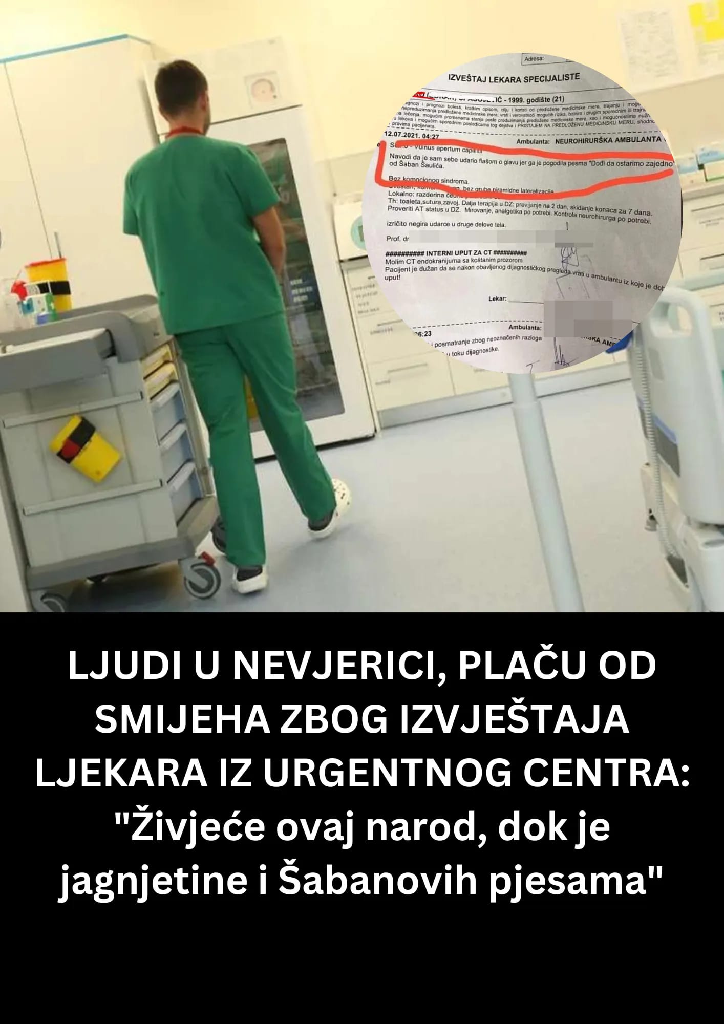 LJUDI PLAČU OD SMIJEHA ZBOG IZVJEŠTAJA LJEKARA