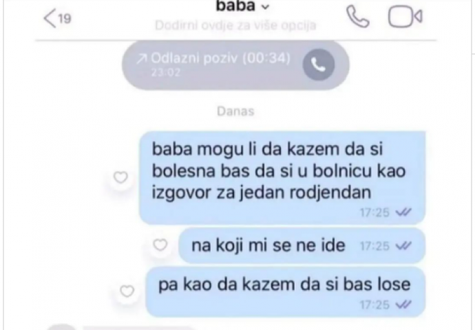 PITAO BAKU ZA POMOĆ DA SE IZVUČE IZ OBAVEZA: Pogledajte njen odgovor – HIT