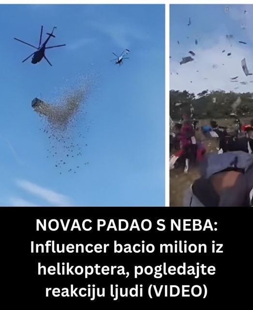 NOVAC PADAO S NEBA: Influencer bacio milion iz helikoptera, pogledajte reakciju ljudi (VIDEO)