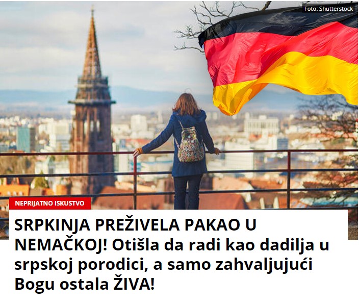 SRPKINJA PREŽIVELA PAKAO U NEMAČKOJ! Otišla da radi kao dadilja u srpskoj porodici, a samo zahvaljujući Bogu ostala ŽIVA!