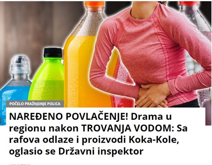 NAREĐENO POVLAČENJE! Drama u regionu nakon TROVANJA VODOM: Sa rafova odlaze i proizvodi Koka-Kole, oglasio se Državni inspektor