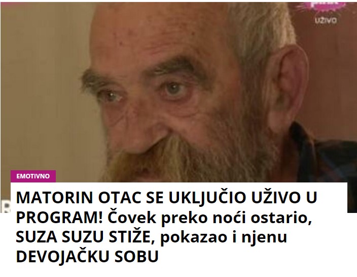 MATORIN OTAC SE UKLJUČIO UŽIVO U PROGRAM! Čovek preko noći ostario, SUZA SUZU STIŽE, pokazao i njenu DEVOJAČKU SOBU