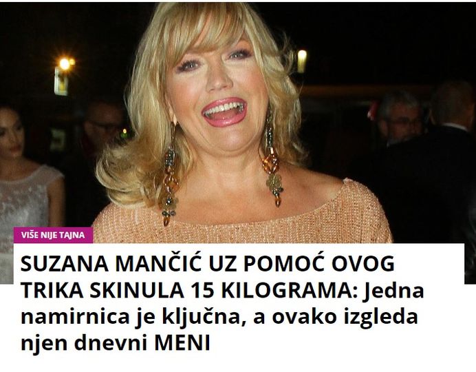 SUZANA MANČIĆ UZ POMOĆ OVOG TRIKA SKINULA 15 KILOGRAMA: Jedna namirnica je ključna, a ovako izgleda njen dnevni MENI