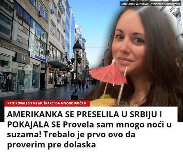 AMERIKANKA SE PRESELILA U SRBIJU I POKAJALA SE Provela sam mnogo noći u suzama! Trebalo je prvo ovo da proverim pre dolaska