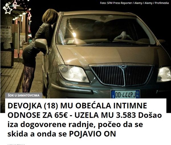 DEVOJKA (18) MU OBEĆALA INTIMNE ODNOSE ZA 65€ – UZELA MU 3.583 Došao iza dogovorene radnje, počeo da se skida a onda se POJAVIO ON