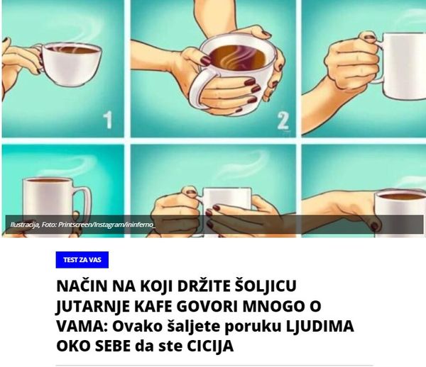 NAČIN NA KOJI DRŽITE ŠOLJICU JUTARNJE KAFE GOVORI MNOGO O VAMA: Ovako šaljete poruku LJUDIMA OKO SEBE da ste CICIJA