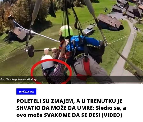 POLETELI SU ZMAJEM, A U TRENUTKU JE SHVATIO DA MOŽE DA UMRE: Sledio se, a ovo može SVAKOME DA SE DESI (VIDEO)