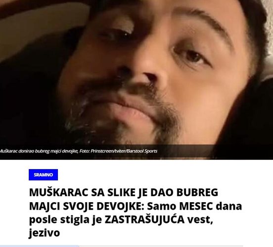 MUŠKARAC SA SLIKE JE DAO BUBREG MAJCI SVOJE DEVOJKE: Samo MESEC dana posle stigla je ZASTRAŠUJUĆA vest, jezivo