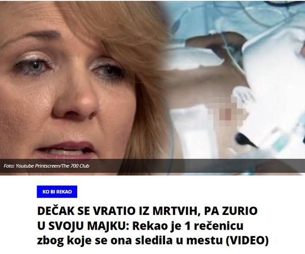 DEČAK SE VRATIO IZ MRTVIH, PA ZURIO U SVOJU MAJKU: Rekao je 1 rečenicu zbog koje se ona sledila u mestu (VIDEO)