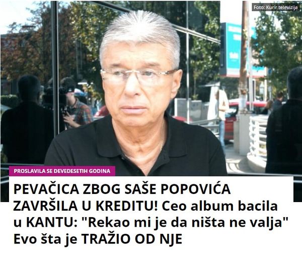 PEVAČICA ZBOG SAŠE POPOVIĆA ZAVRŠILA U KREDITU! Ceo album bacila u KANTU: “Rekao mi je da ništa ne valja” Evo šta je TRAŽIO OD NJE