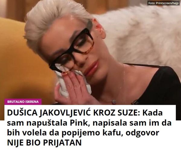 DUŠICA JAKOVLJEVIĆ KROZ SUZE: Kada sam napuštala Pink, napisala sam im da bih volela da popijemo kafu, odgovor NIJE BIO PRIJATAN