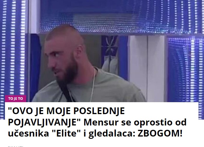 “OVO JE MOJE POSLEDNJE POJAVLJIVANJE” Mensur se oprostio od učesnika “Elite” i gledalaca: ZBOGOM!