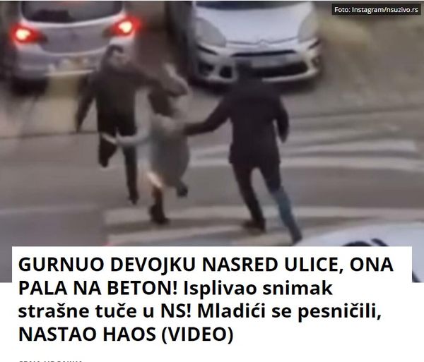 GURNUO DEVOJKU NASRED ULICE, ONA PALA NA BETON! Isplivao snimak strašne tuče u NS! Mladići se pesničili, NASTAO HAOS (VIDEO)