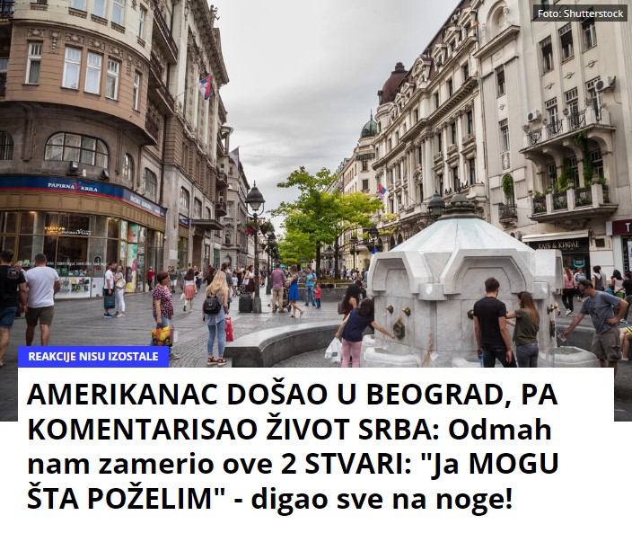 AMERIKANAC DOŠAO U BEOGRAD, PA KOMENTARISAO ŽIVOT SRBA: Odmah nam zamerio ove 2 STVARI: “Ja MOGU ŠTA POŽELIM” – digao sve na noge!