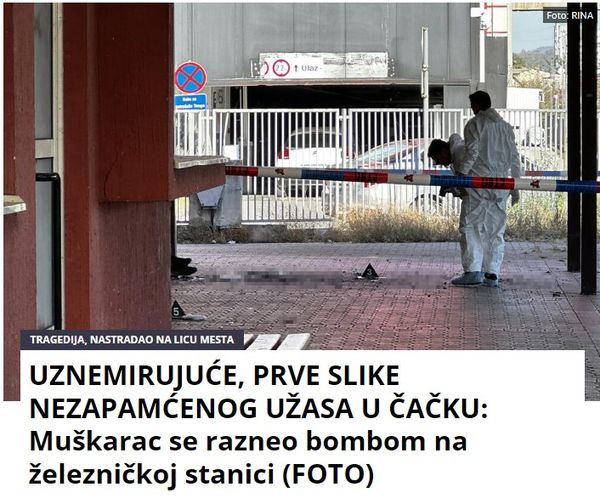 UZNEMIRUJUĆE, PRVE SLIKE TRAGEDIJE U ČAČKU: Muškarac se razneo bombom na železničkoj stanici (FOTO)